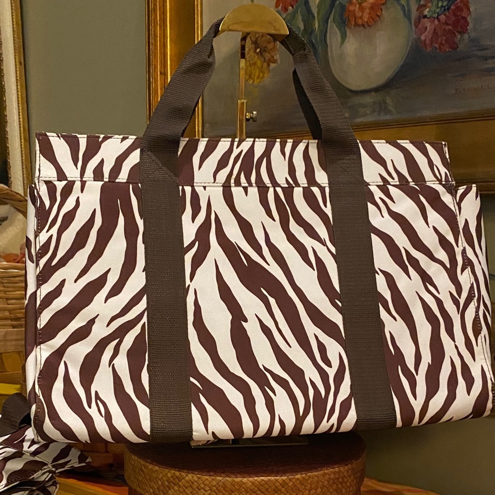 Zebra Large Brown and White Work School Grocery Shopping Car Tote(s)